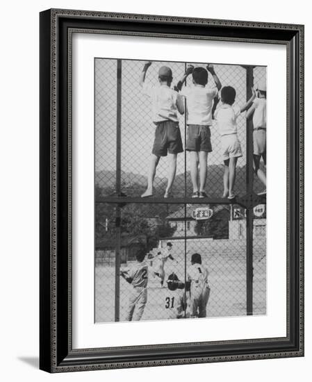 Child Fans of Baseball Watching on a Fence-Eliot Elisofon-Framed Photographic Print