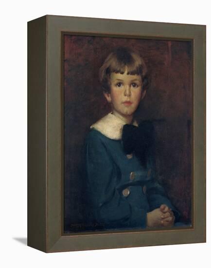 Child in a Blue Suit (Portrait of Henry P. Mcilhenny), 1916 (Oil on Canvas)-Jessie Willcox Smith-Framed Premier Image Canvas