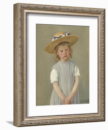 Child in a Straw Hat, by Mary Cassatt, 1886, American painting,-Mary Cassatt-Framed Art Print