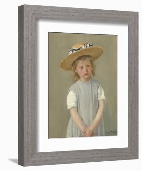 Child in a Straw Hat, by Mary Cassatt, 1886, American painting,-Mary Cassatt-Framed Art Print