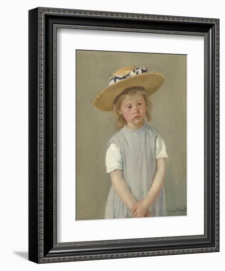 Child in a Straw Hat, by Mary Cassatt, 1886, American painting,-Mary Cassatt-Framed Art Print