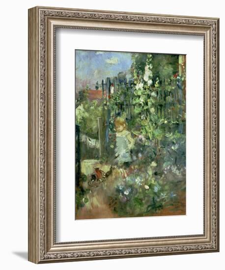 Child in the Hollyhocks, 1881-Berthe Morisot-Framed Giclee Print