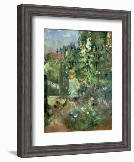 Child in the Hollyhocks, 1881-Berthe Morisot-Framed Giclee Print