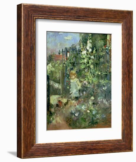 Child in the Hollyhocks, 1881-Berthe Morisot-Framed Giclee Print