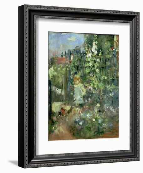 Child in the Hollyhocks, 1881-Berthe Morisot-Framed Giclee Print