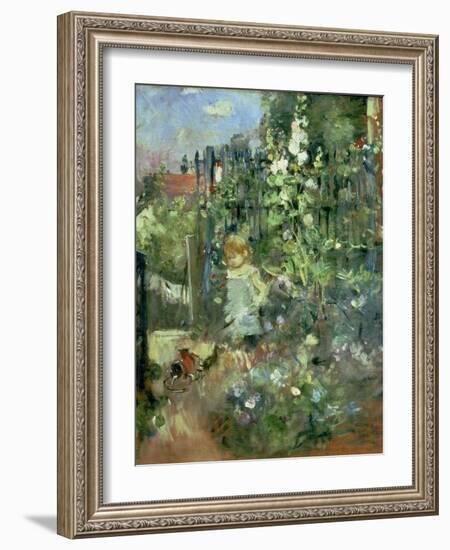 Child in the Hollyhocks, 1881-Berthe Morisot-Framed Giclee Print