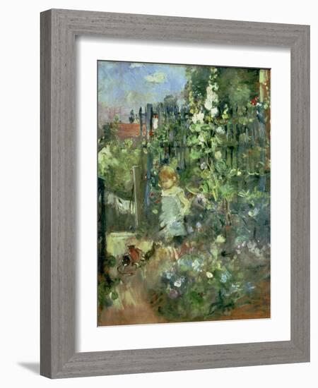 Child in the Hollyhocks, 1881-Berthe Morisot-Framed Giclee Print