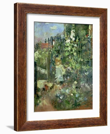 Child in the Hollyhocks, 1881-Berthe Morisot-Framed Giclee Print