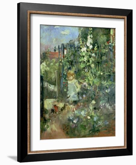 Child in the Hollyhocks, 1881-Berthe Morisot-Framed Giclee Print