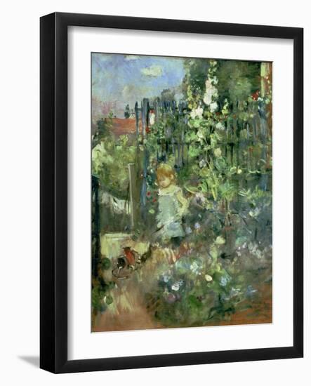 Child in the Hollyhocks, 1881-Berthe Morisot-Framed Giclee Print