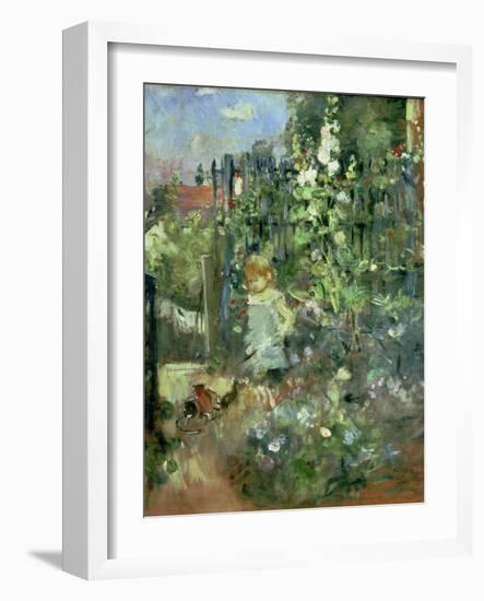 Child in the Hollyhocks, 1881-Berthe Morisot-Framed Giclee Print