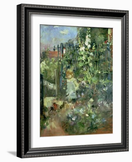 Child in the Hollyhocks, 1881-Berthe Morisot-Framed Giclee Print