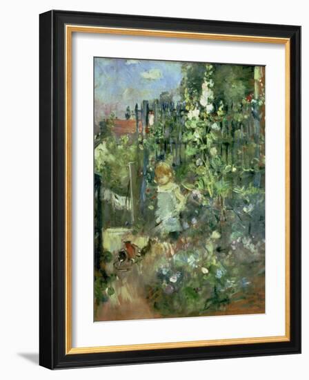 Child in the Hollyhocks, 1881-Berthe Morisot-Framed Giclee Print