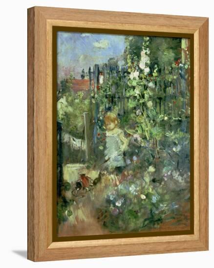 Child in the Hollyhocks, 1881-Berthe Morisot-Framed Premier Image Canvas