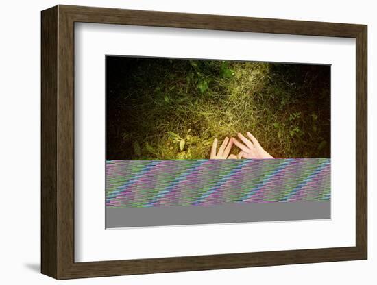 Child Laying Outdoors Making a Heart Shape. Instagram Effect-soupstock-Framed Photographic Print