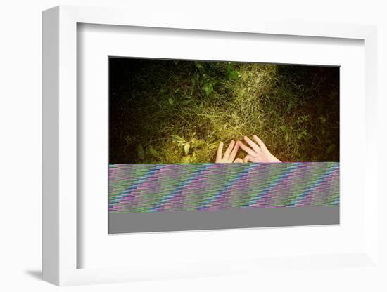 Child Laying Outdoors Making a Heart Shape. Instagram Effect-soupstock-Framed Photographic Print