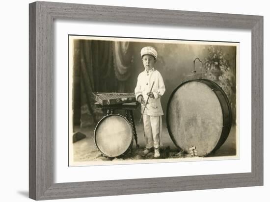 Child Percussionist-null-Framed Art Print