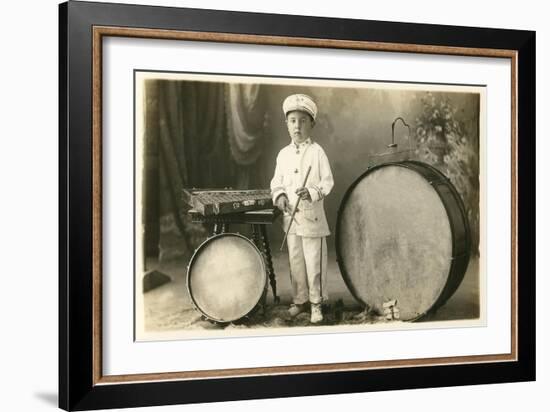 Child Percussionist-null-Framed Art Print