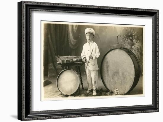 Child Percussionist-null-Framed Art Print