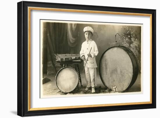 Child Percussionist-null-Framed Art Print