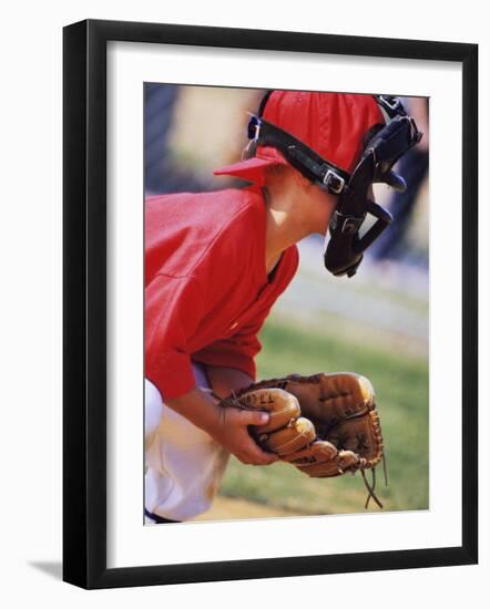 Child Playing Baseball-null-Framed Photographic Print