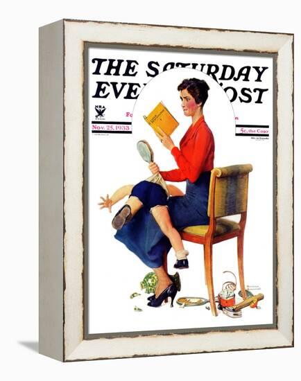 "Child Psychology" or "Spanking" Saturday Evening Post Cover, November 25,1933-Norman Rockwell-Framed Premier Image Canvas