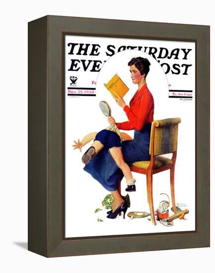 "Child Psychology" or "Spanking" Saturday Evening Post Cover, November 25,1933-Norman Rockwell-Framed Premier Image Canvas