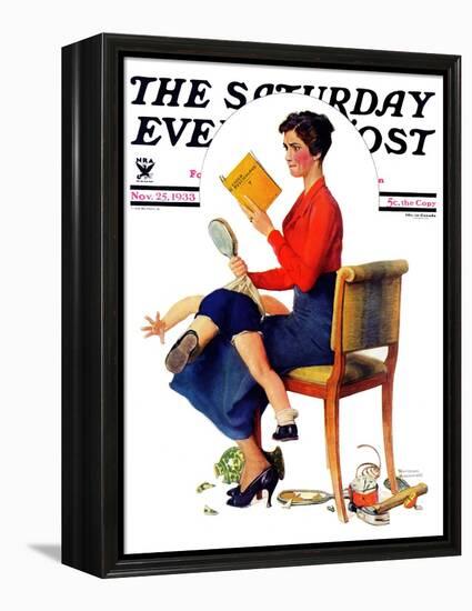 "Child Psychology" or "Spanking" Saturday Evening Post Cover, November 25,1933-Norman Rockwell-Framed Premier Image Canvas