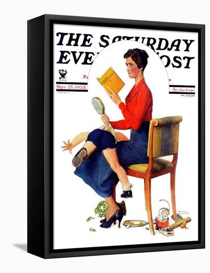 "Child Psychology" or "Spanking" Saturday Evening Post Cover, November 25,1933-Norman Rockwell-Framed Premier Image Canvas