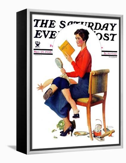 "Child Psychology" or "Spanking" Saturday Evening Post Cover, November 25,1933-Norman Rockwell-Framed Premier Image Canvas