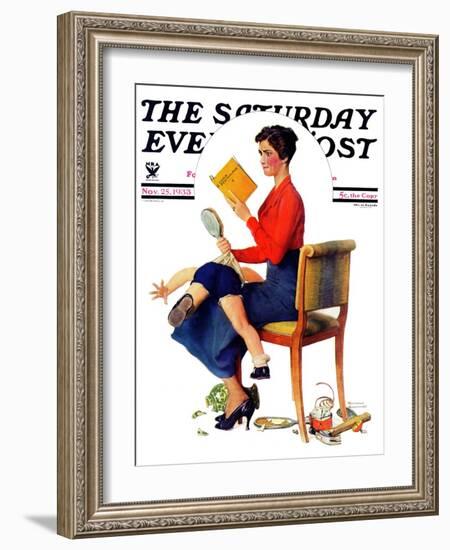 "Child Psychology" or "Spanking" Saturday Evening Post Cover, November 25,1933-Norman Rockwell-Framed Giclee Print