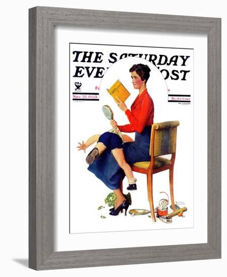 "Child Psychology" or "Spanking" Saturday Evening Post Cover, November 25,1933-Norman Rockwell-Framed Giclee Print