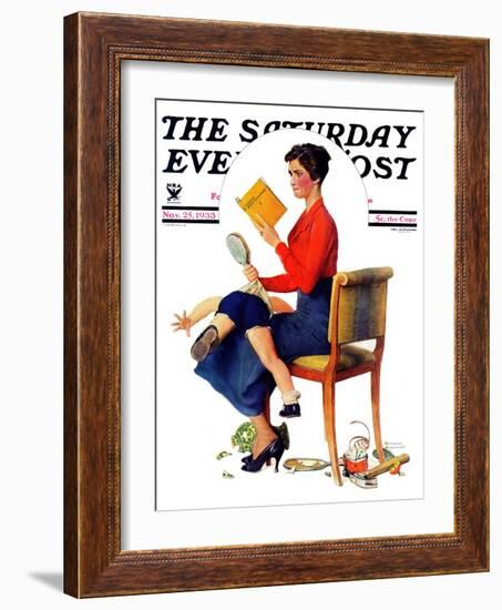 "Child Psychology" or "Spanking" Saturday Evening Post Cover, November 25,1933-Norman Rockwell-Framed Giclee Print