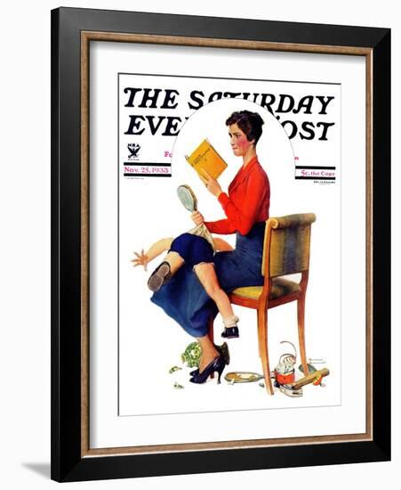 "Child Psychology" or "Spanking" Saturday Evening Post Cover, November 25,1933-Norman Rockwell-Framed Giclee Print