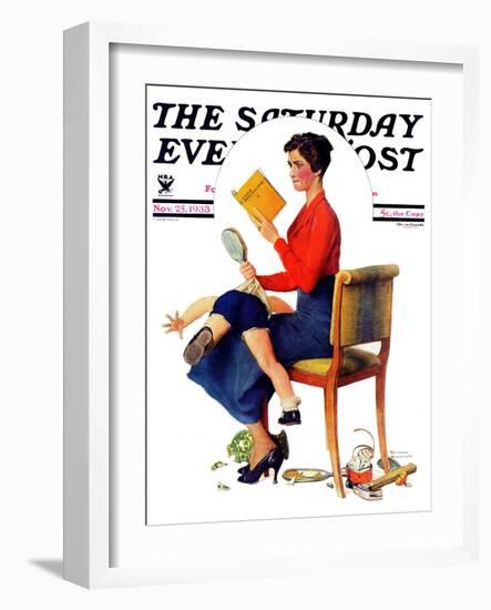 "Child Psychology" or "Spanking" Saturday Evening Post Cover, November 25,1933-Norman Rockwell-Framed Giclee Print