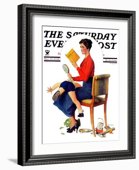 "Child Psychology" or "Spanking" Saturday Evening Post Cover, November 25,1933-Norman Rockwell-Framed Giclee Print