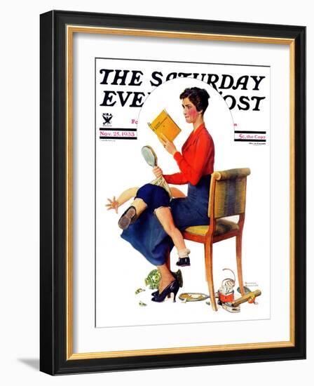 "Child Psychology" or "Spanking" Saturday Evening Post Cover, November 25,1933-Norman Rockwell-Framed Giclee Print