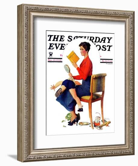 "Child Psychology" or "Spanking" Saturday Evening Post Cover, November 25,1933-Norman Rockwell-Framed Giclee Print