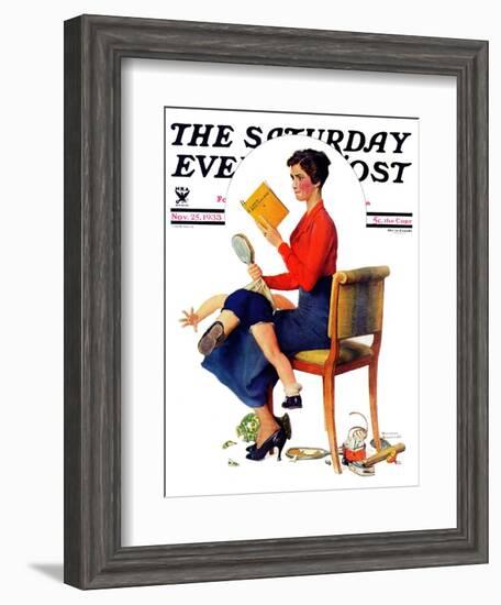 "Child Psychology" or "Spanking" Saturday Evening Post Cover, November 25,1933-Norman Rockwell-Framed Giclee Print