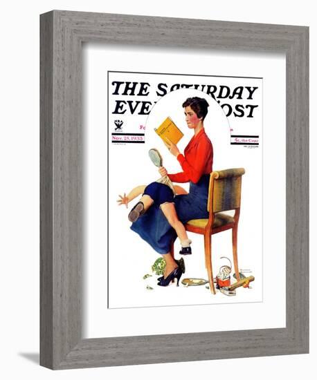 "Child Psychology" or "Spanking" Saturday Evening Post Cover, November 25,1933-Norman Rockwell-Framed Giclee Print