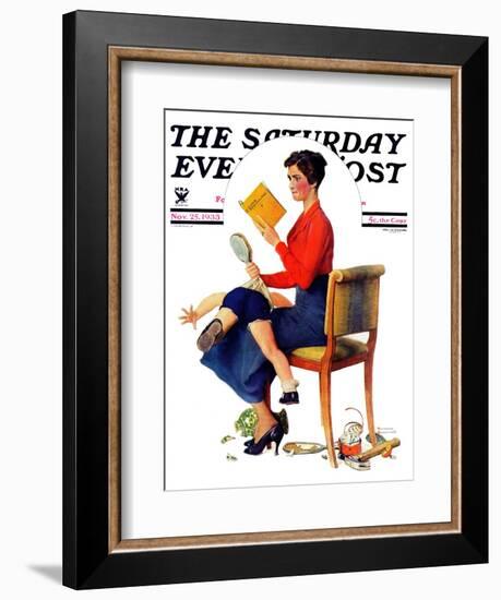 "Child Psychology" or "Spanking" Saturday Evening Post Cover, November 25,1933-Norman Rockwell-Framed Giclee Print