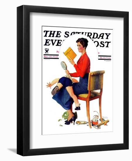 "Child Psychology" or "Spanking" Saturday Evening Post Cover, November 25,1933-Norman Rockwell-Framed Giclee Print