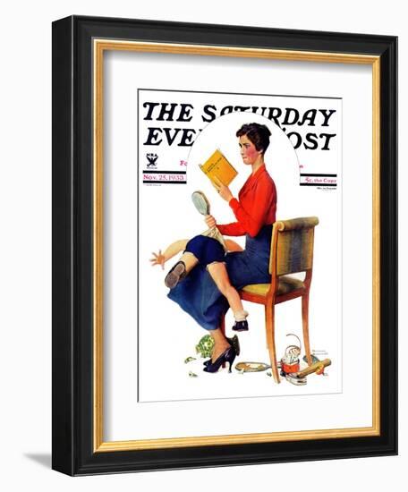 "Child Psychology" or "Spanking" Saturday Evening Post Cover, November 25,1933-Norman Rockwell-Framed Giclee Print