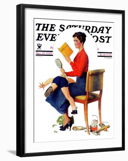 "Child Psychology" or "Spanking" Saturday Evening Post Cover, November 25,1933-Norman Rockwell-Framed Giclee Print