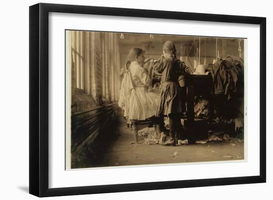 Child Raveler and Looper in Loudon Hosiery Mills, Tennessee, 1910-Lewis Wickes Hine-Framed Photographic Print