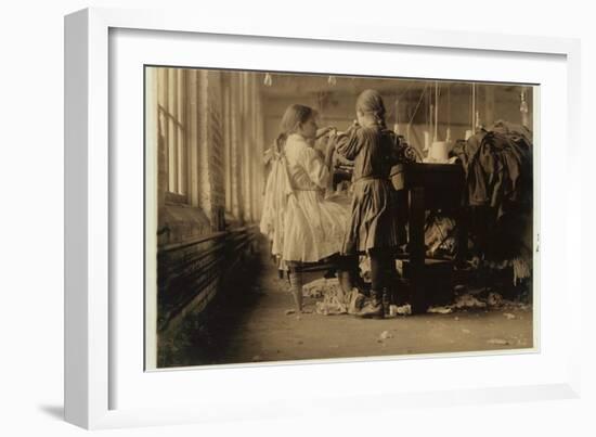 Child Raveler and Looper in Loudon Hosiery Mills, Tennessee, 1910-Lewis Wickes Hine-Framed Photographic Print