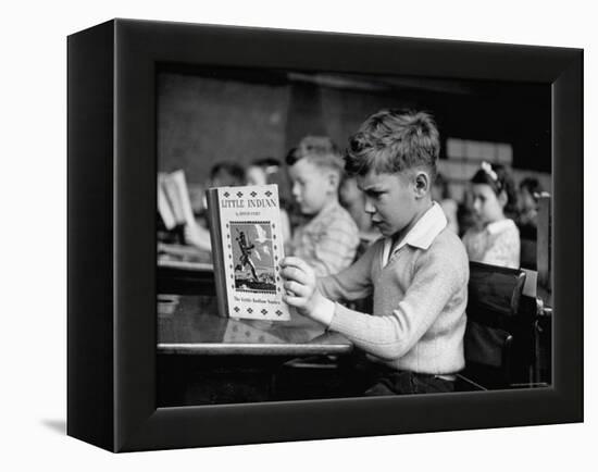 Child Reading a Book in School-Frank Scherschel-Framed Premier Image Canvas