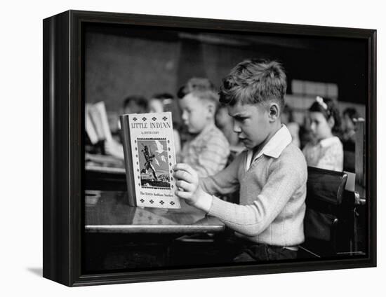 Child Reading a Book in School-Frank Scherschel-Framed Premier Image Canvas