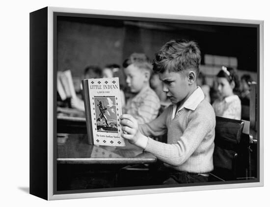 Child Reading a Book in School-Frank Scherschel-Framed Premier Image Canvas