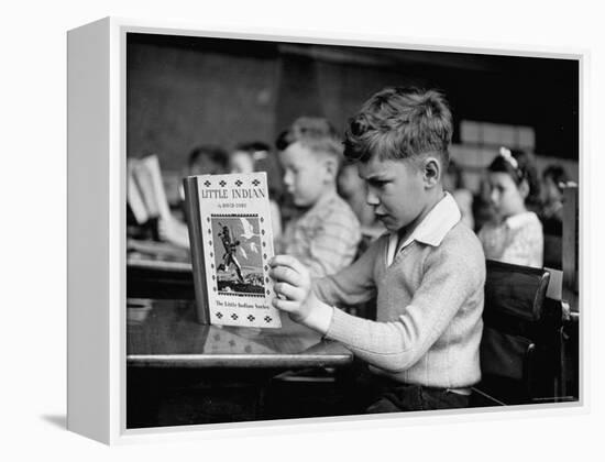 Child Reading a Book in School-Frank Scherschel-Framed Premier Image Canvas